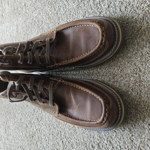 Ariat Brown Leather Boots with Moc-Toe Design